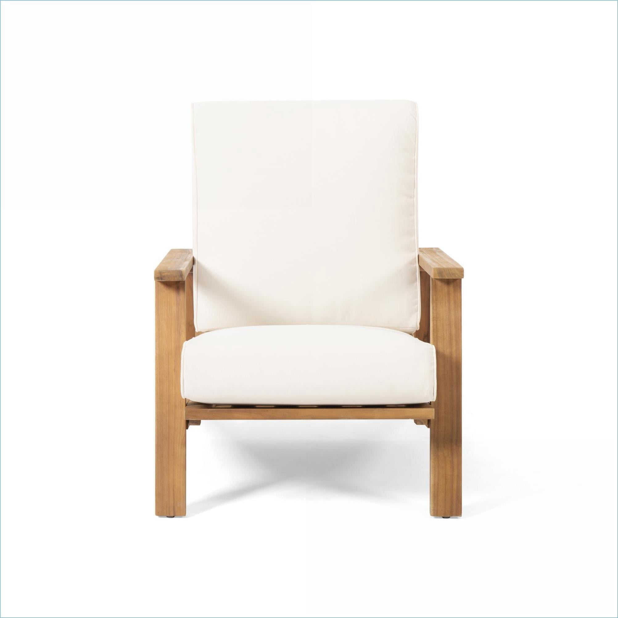 Outdoor Patio Adirondack Chair | Modern Contemporary for Backyard Poolside Fire Pit | Beige | Acacia Wood