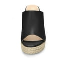 thumbnail image 2 of BLISSFUL STEP Women's Shoes Wedge Heel Open Toe Espadrille Platform Mules Black 9, 2 of 8