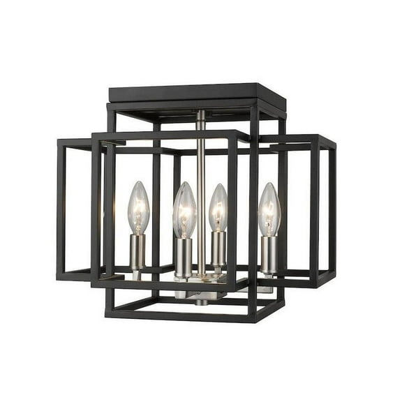 4 Light Flush Mount in Transitional Style 14 inches Wide By 12 inches High-Black/Brushed Nickel Finish Bailey Street Home 372-Bel-2750610