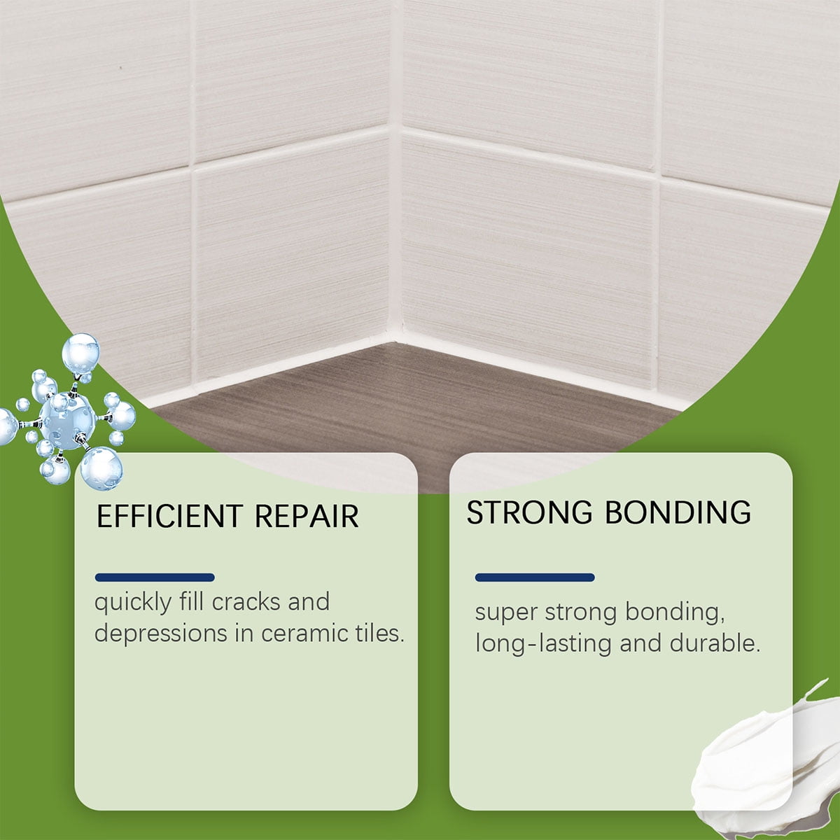 Tile Repair Adhesive,Heavy Versatile Fast Drying Grout Repair Filler Adhesive for Quick Fix for Loose & Hollow Tiles