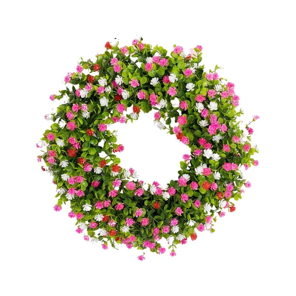 Jubipavy Garland 20'' Spring And Summer Flower Wreath Artificial Colored Wreath Wall Window Courtyard Door Decorative Easter Decoration Wedding Wreath