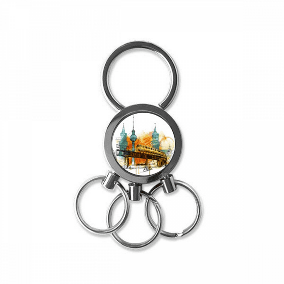 tokyo japan rail train tower stainless steel metal key holder chain keychain