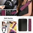 thumbnail image 4 of Yuyamidu Pink Leopard Print Car Seat Cover Full Set of 13 Fashion Steering Wheel Cover Seatbelt Pad Cup Holders Keychain Headrest Covers for SUV Van Truck, 4 of 6