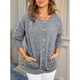 thumbnail image 6 of Osfvolr Long Sleeve Crewneck Button Down Womens Sweaters Fall Open Front Cardigan Sweaters for Women 2025 Grey L, 6 of 8