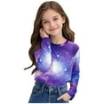 thumbnail image 6 of Favoffer Summer Unisex Kids Multicolor Star Graphic Tee Round Neck Long Sleeve Stretchy Base Top Casual Travel Home Photoshoot 3-14Y, 6 of 8