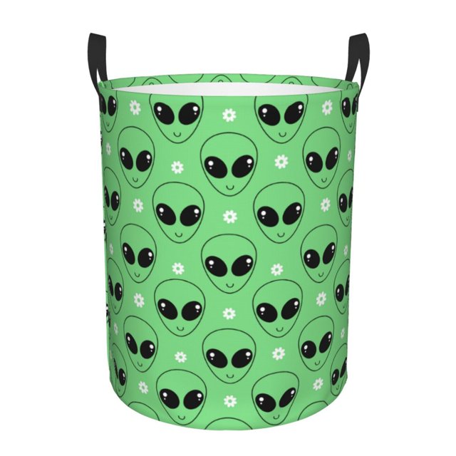 Balery alien cartoons Cesta de ropa redonda con asas, impermeable, independiente, para ropa, juguetes, dormitorio y familia-Medium