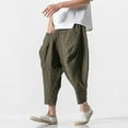 thumbnail image 5 of Riforla Men's Slim Straight Cotton Nine Quarter Pants Summer Casual Pants Men's Breathable Pants Mens Pants Casual Green L, 5 of 7
