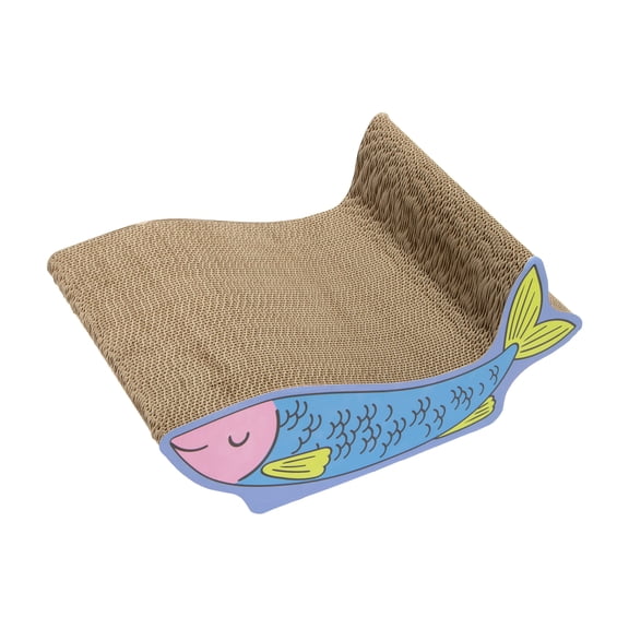 Oodles Fish-Shaped Multicolored Durable Corrugated Cardboard Cat Scratching Pad, One Size