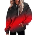 thumbnail image 1 of Bowake Plus Size Hoodies for Women Casual Drawstring Gradient Print Tees Long Sleeve Sweatshirt Oversized Pullover Tops, 1 of 4