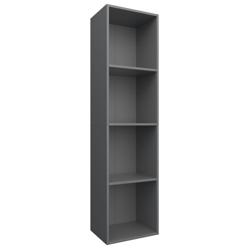 Kepooman 14" Modern 4-Tier Vertical Storage Bookcase for Office Living Room Bedroom, Tall Cube Bookshelf with Storage, Dark Grey