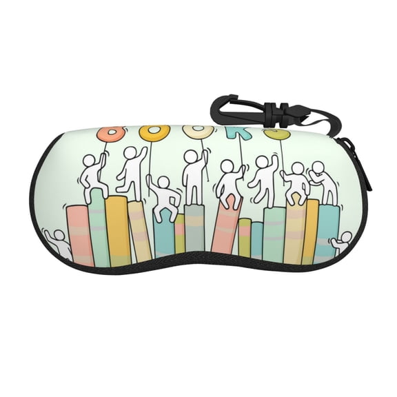 Vsdgher Books Sunglasses Soft Case Neoprene Zipper Eyeglass Case, Zipper Portable Spectacle Cases for Men Women