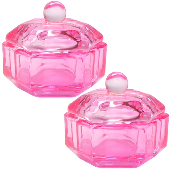 ACDANC Monomer Dish with Lid 2pcs Glass Liquid Monomer Dish Glass Cups Acrylic Powder Storage Manicure Tools (1.69X1.69X1.42 Inches)