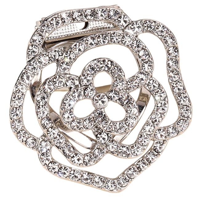 Brooch Pin Flower Twist Shape Sparkling Rhinestones Imitation Pearls Decor Scarf Buckle Sweaters Collars Hats Bags Coats Scarves Accessory