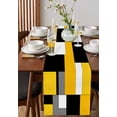 thumbnail image 4 of Ldtrchee Yellow Grey White Table Runner 60 Inches, Modern Abstract Retro Middle Century Bed Runner Dresser Scarves Tabletop for Indoor Outdoor Parties/Ceremony/Banquet, 13" x 60", 4 of 8
