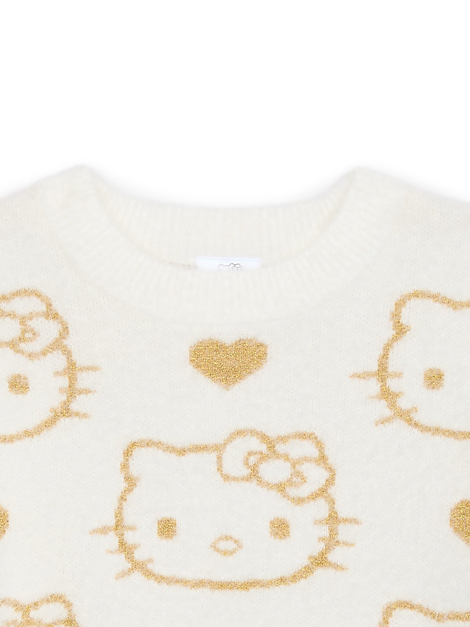 Hello Kitty Girls Metallic Lurex Holiday Sweater, Sizes 4-16