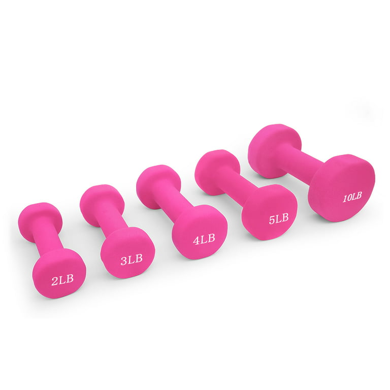 Matte 4 Pound Pink Dumbbells Fitness Neoprene Coated Hand Weights