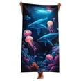 thumbnail image 3 of Jjayotai Blue Whale Beach Towel, 29 x 59 inches (75 x 150cm) Quick Dry Soft and Absorbent Travel Swim Bath Shower Towel (29 in x 63 in, Jellyfish), Suit for Bathroom Spa Gym Yoga Swim Travel, 3 of 9