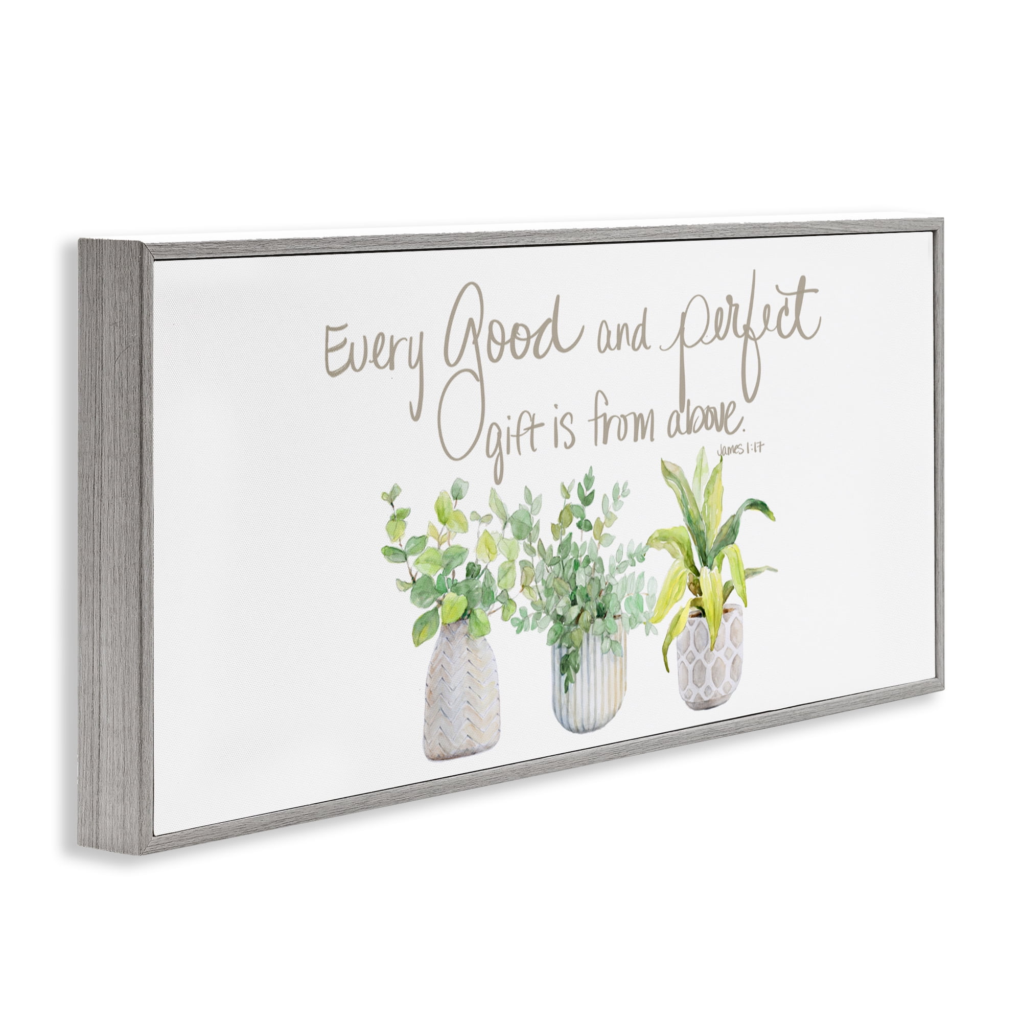 Stupell Industries Every Good & Perfect Gift Gray Framed Giclee Art, design by Lanie Loreth