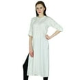thumbnail image 1 of Bimba Kurta Droite pour Femmes Kurti Long Manches 3/4 Haut Blanc Ethnique Rayonne Indienne, 1 of 2