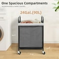 thumbnail image 2 of Rolling Laundry Hamper with Wheels 1-Section Laundry Sorter Rolling Laundrys Basket on Wheels with Removable Bag Clothes Hamper Laundrys Organizer Cart Bathroom Bedroom 90L Grey, 2 of 14