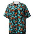 thumbnail image 1 of A Personal Touch Women's Plus Size Short Sleeve Button-Up Print Blouse with Pleats - Turquoise Floral Garden - 1X, 1 of 3