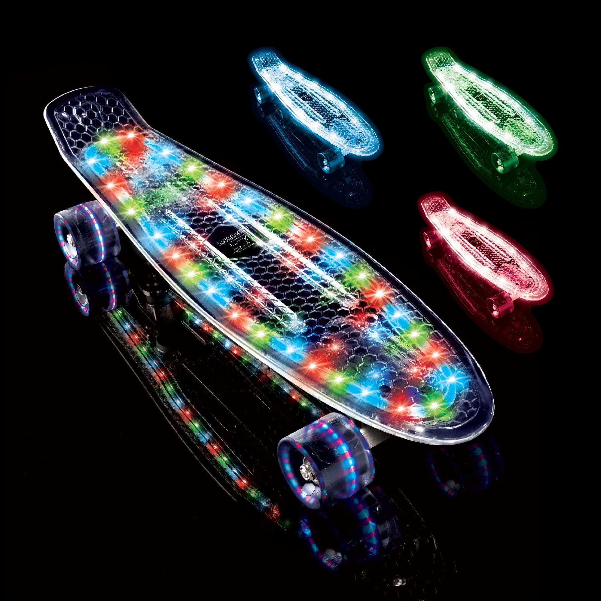 Cipton LED Light Up 22.5 Inch Complete Skateboard 60mm Light Up Wheels