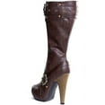 thumbnail image 2 of Ellie Shoes E-426-Aubrey 4" Womens Knee High Steampunk Boots With Buckles And Studs. 6 / Brown PU, 2 of 2