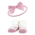 thumbnail image 3 of Hudson Baby Infant Girl Headband and Socks Giftset, Burgundy Pink Teal, One Size, 3 of 5
