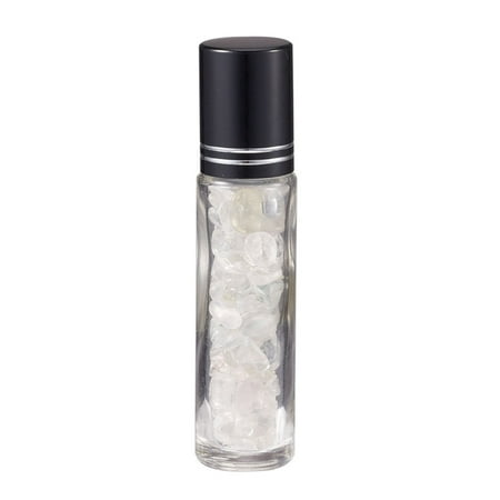 5bottles Glass Roller Ball Bottles Essential Oil Refillable Bottle with Quartz Chip Beads for Personal Care 107x15mm Beads: 3×11~3x7mm Capacity: 10ml