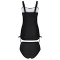 thumbnail image 6 of Womens Bikini Swimsuits Two Piece Ruched Bathing Suits Drawstring High Waist Modest Tankini Swimwear(Black L), 6 of 7