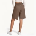 thumbnail image 4 of Bermuda Shorts Womens Jersey Shorts with Pockets Workout Yoga Athletic Long Shorts Brown XL, 4 of 4
