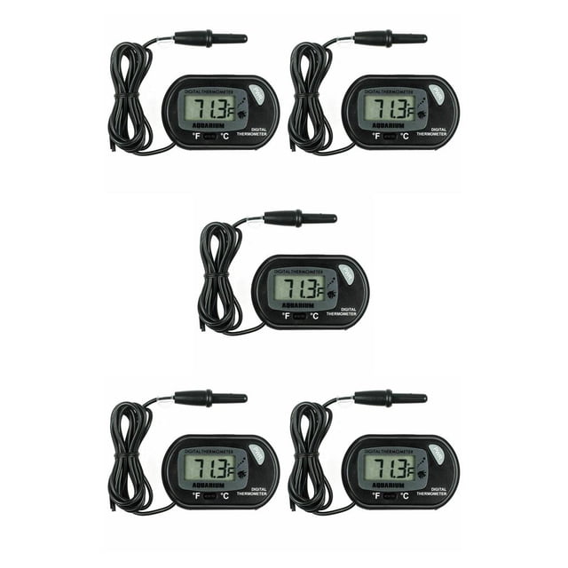 QualitChoice -50℃-70℃ LCD Digital Display Aquarium Plastic High Accuracy Fishtank Water Temperarure Meter Household 1 Pc 5Set