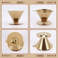 thumbnail image 6 of Double Wall Stainless Steel Titanium Gold Pour over Coffee Dripper Filter with Cup Stand and Handle, 6 of 7
