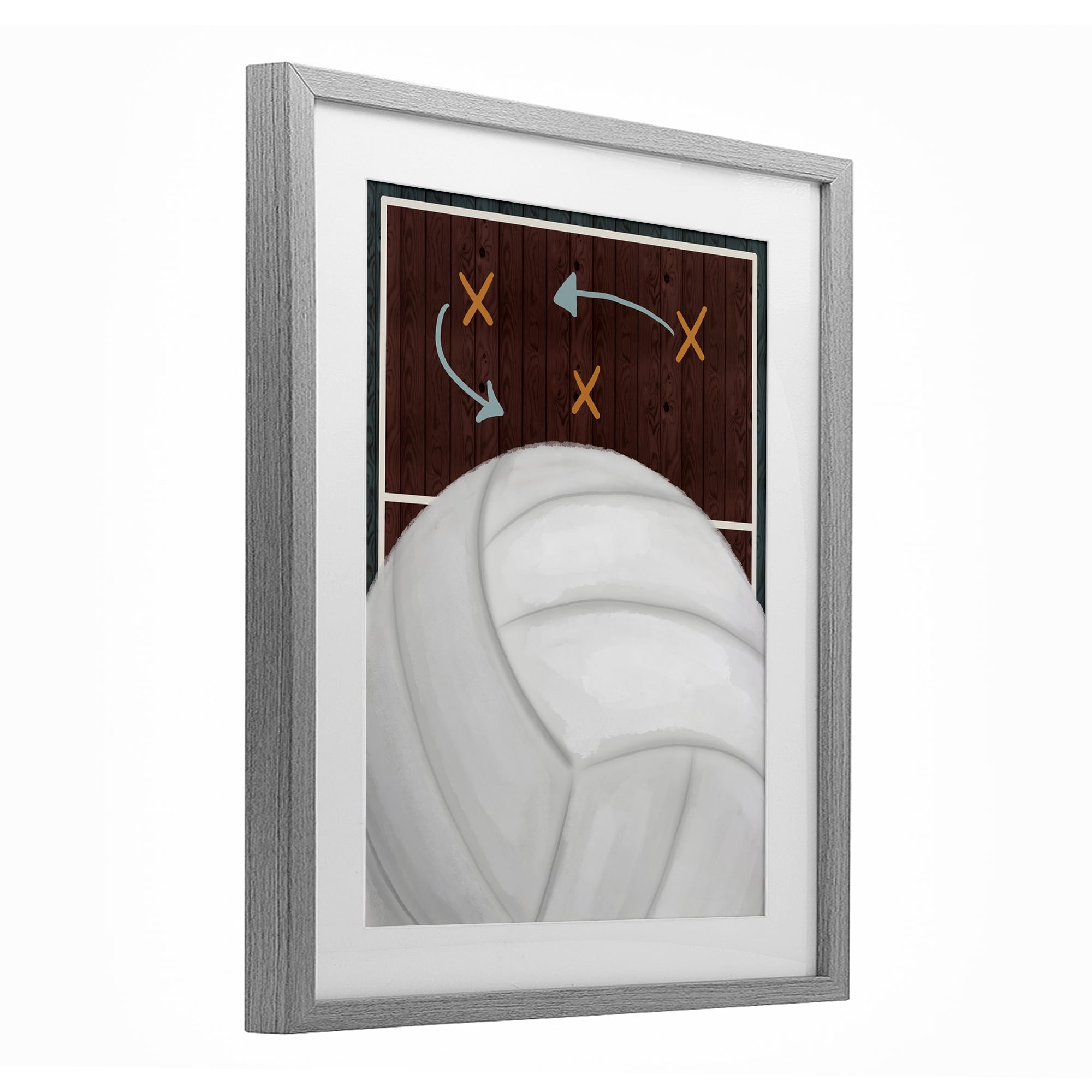 Stupell Industries Volleyball Court Tactics Gray Framed Print Under Glass, design by Jennifer Stith