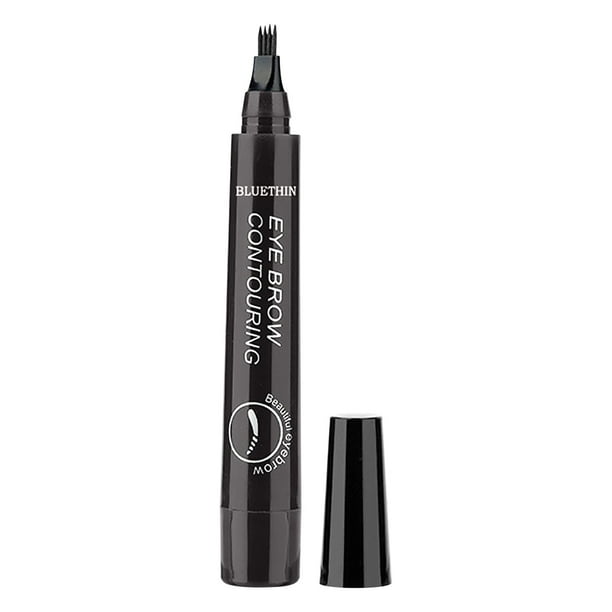 Lápiz de cejas resistente al agua de cuatro cabezas 1 ml - punta cuádruple para trazos de cabello realistas - fórmula duradera a prueba de sudor - cepillo de cerdas suaves incluido - disponible en 5