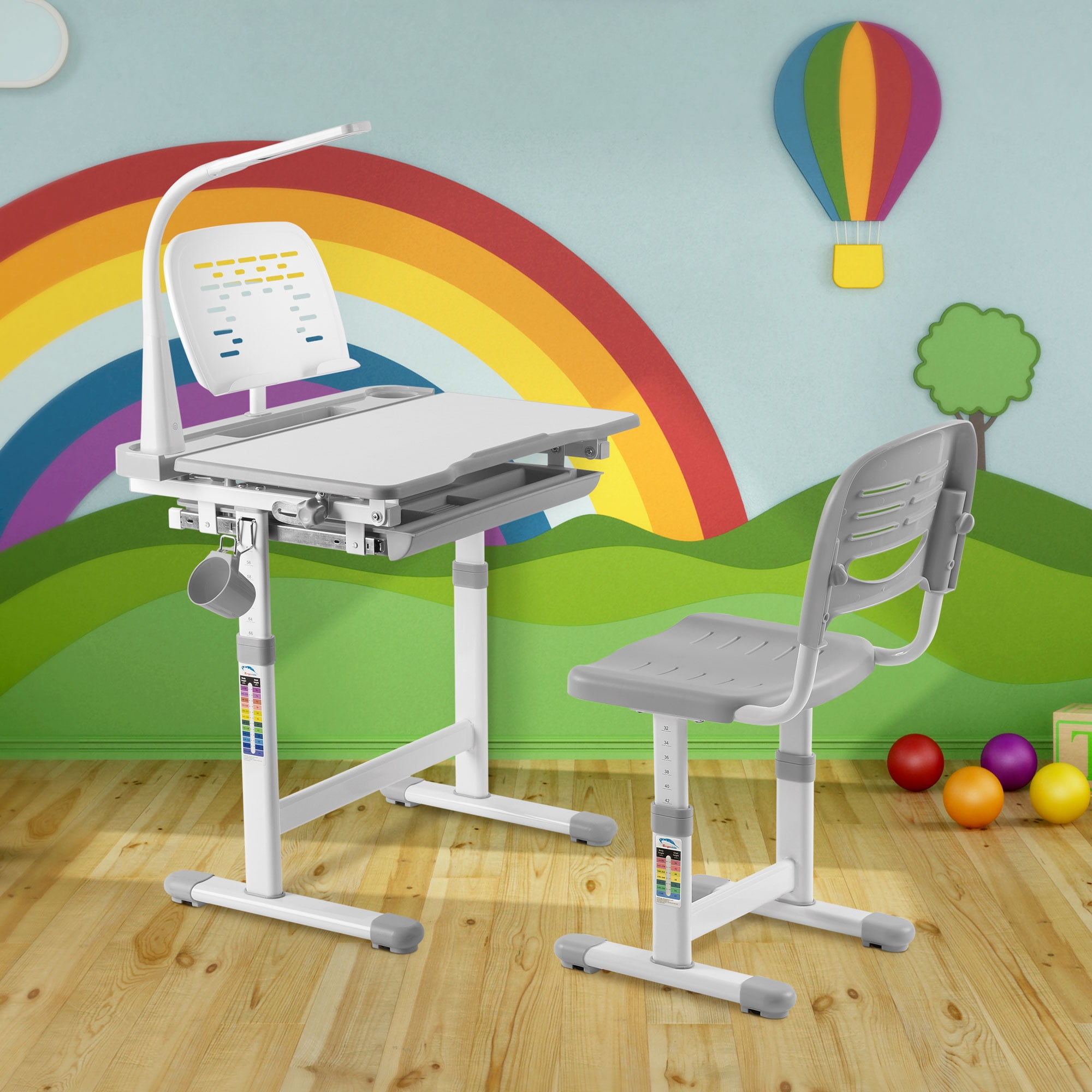 Mount It Kid s Desk and Chair Set with Lamp and Book Holder