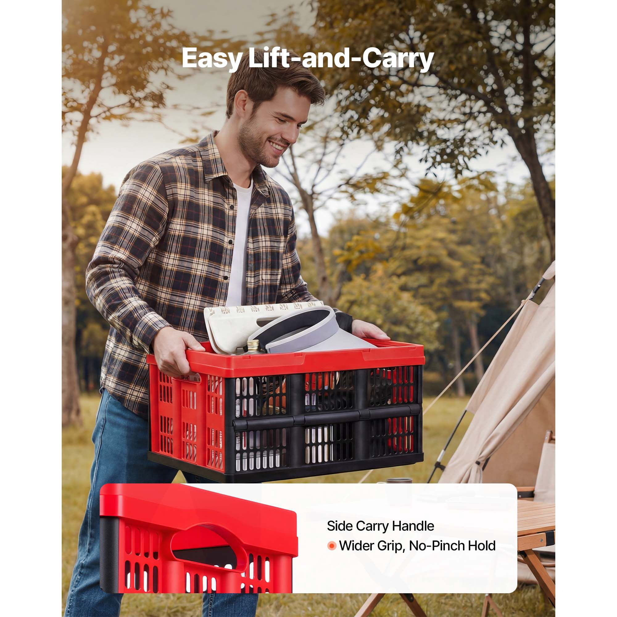 32L Collapsible Storage Bins 3-Pack, Stackable, 26 lbs Capacity, Foldable, with Handles, for Home Organizing Garage Storage