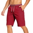 thumbnail image 2 of TKKCS Mens Cotton Drawstring Shorts with Pockets- Flat Front Regular Fit Summer Casual Elastic Waist Knee Length Beach Shorts Wine Size XL, 2 of 9