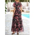 thumbnail image 5 of PRETTYGARDEN Tulle Floral Dress Women Summer Wedding Guest Spring Short Sleeve Maxi Smocked Flowy Beach Party Dresses, 5 of 9