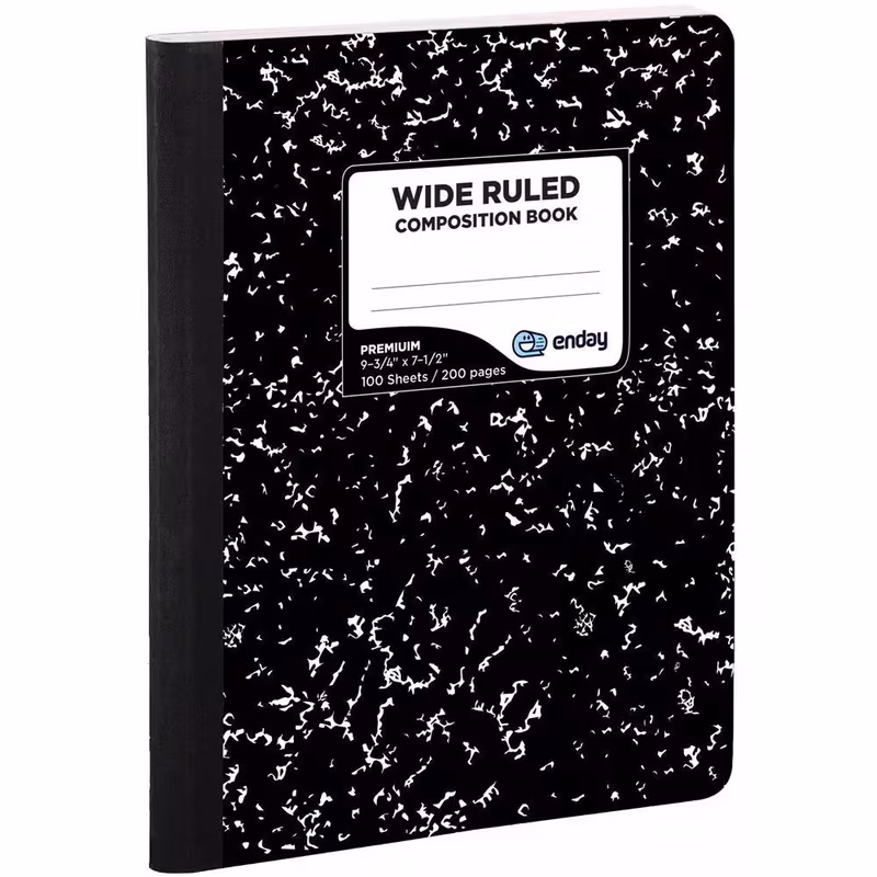 Composition Notebook Wide Ruled Hard Cover Marble composition notebook, 100 Sheets, Wide Ruled Composition Notebooks, White Paper Composition books, Black and white composition notebook.