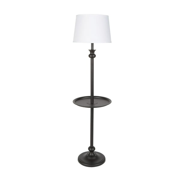 Mainstays Black Metal Table Floor Lamp, Glass End Table Floor Lamp