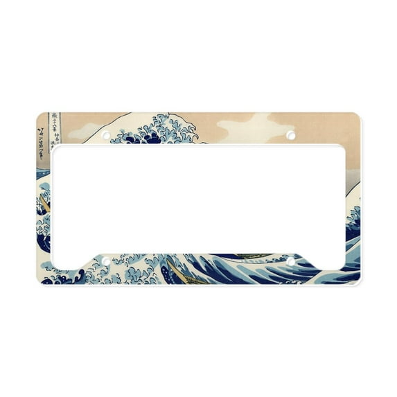 CafePress - The Great Wave Of Kanagawa License Plate Holder - Aluminum License Plate Frame, License Tag Holder