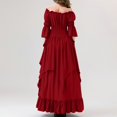 thumbnail image 6 of Women's Fashion Long Sleeve,Women's Vintage Solid Color Lace Collar 3/4 Sleeve Cos Dress Red, 6 of 7