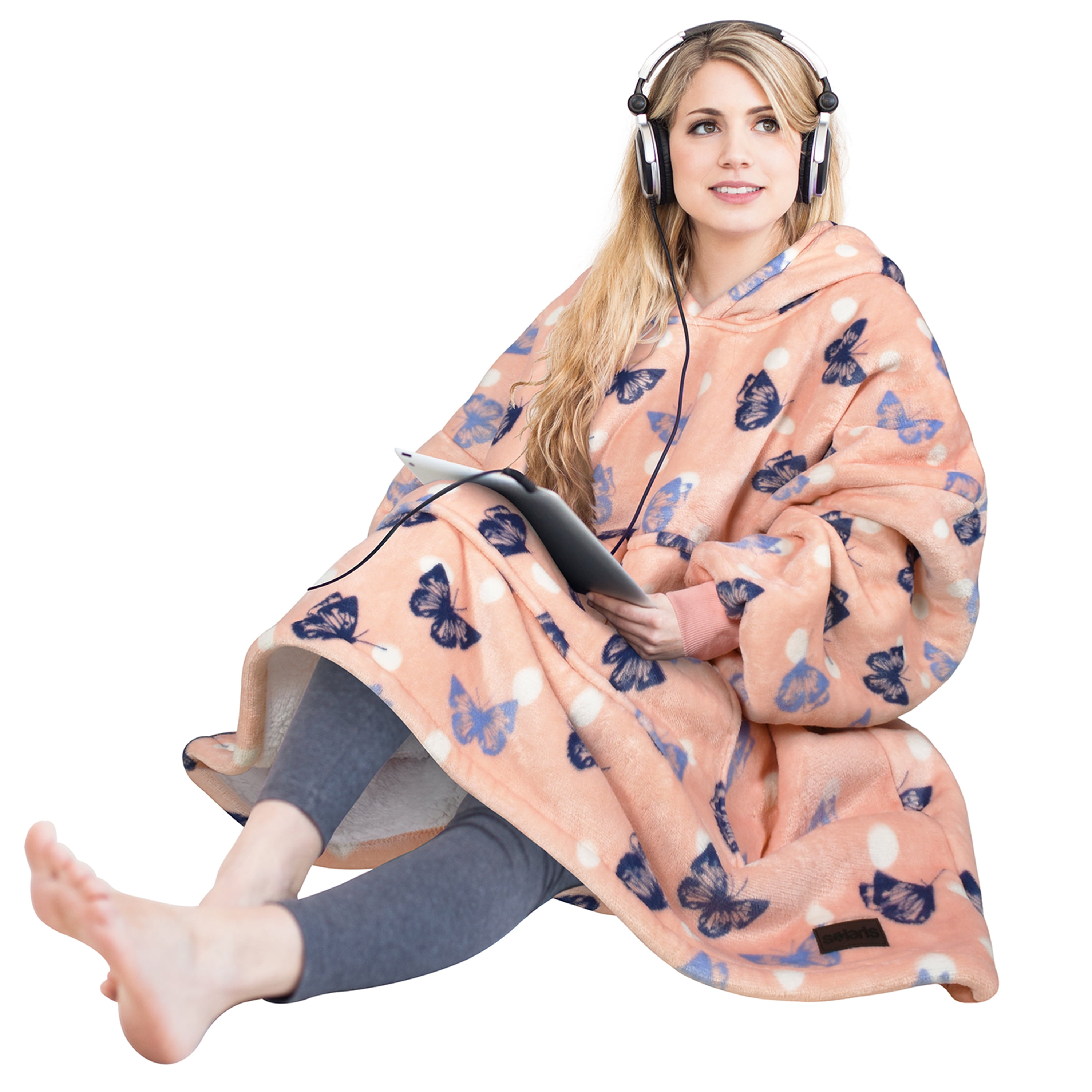 Solaris Oversized Sherpa Pullover, Christmas Wearable Blanket Hoodie Sweatshirt (Women's Men's Adult)