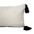thumbnail image 2 of Ivory Boho Tribal Textured Tassels Throw Pillow (Case+Insert, Tassels Ivory Pillow 12"x20"), 2 of 3