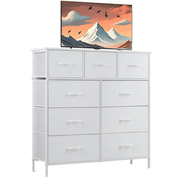 EDX 9 Drawers Dresser, Large Capacity Organizer, Suit for Bedroom, Hallway, White