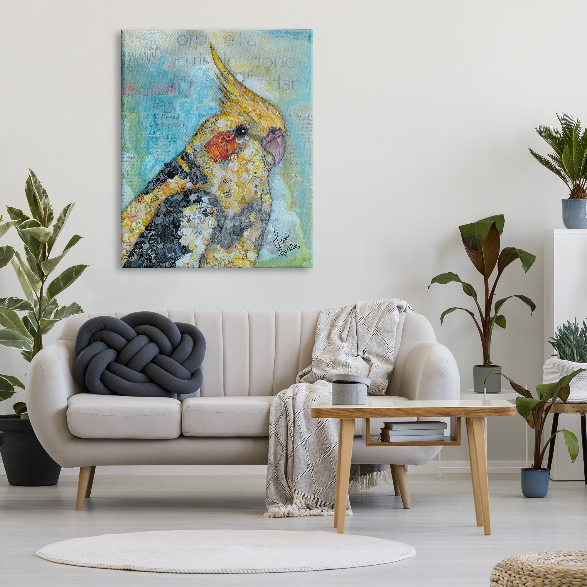 Stupell Industries Jolly Cockatiel Bird Assorted Layered Animal Collage Painting Gallery Wrapped Canvas Print Wall Art, Design by Lisa Morales