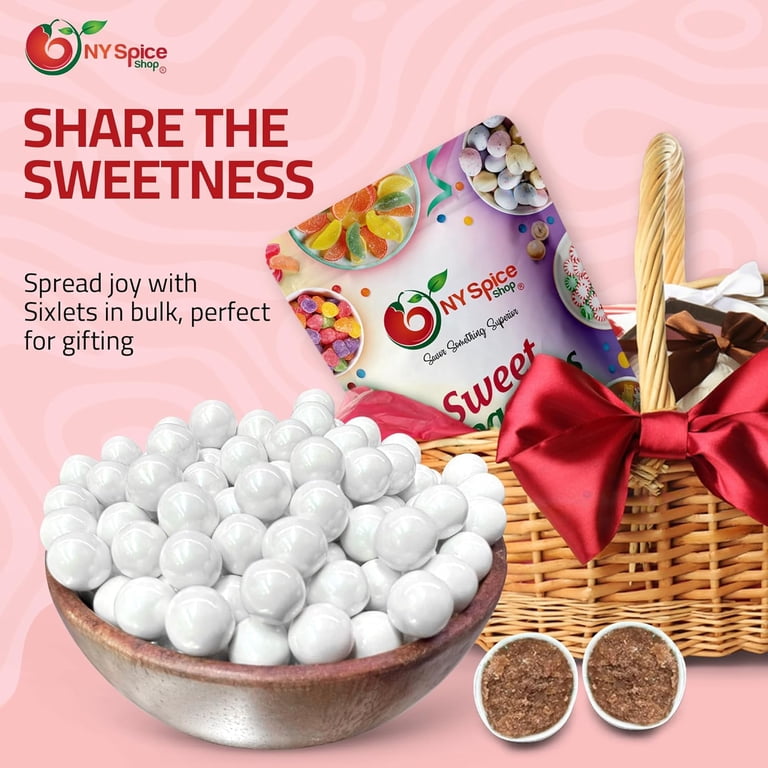 NY Spice Shop White Shimmer Sixlets - 1 Pound - Sixlets Candy
