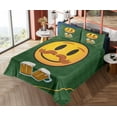 thumbnail image 4 of Ambesonne Emoji Fitted & Top Sheet Set with Shams, German Beer Lover Face Print, Forest Green Mustard, 4 of 5