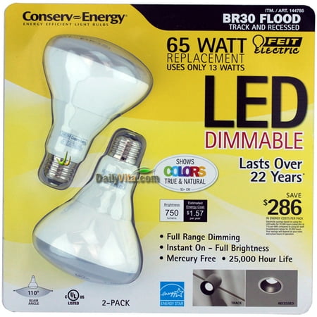 Feit BR30 Flood Dimmable 13w/65w LED Light Bulb Twin (Best Led Flood Lights In India)